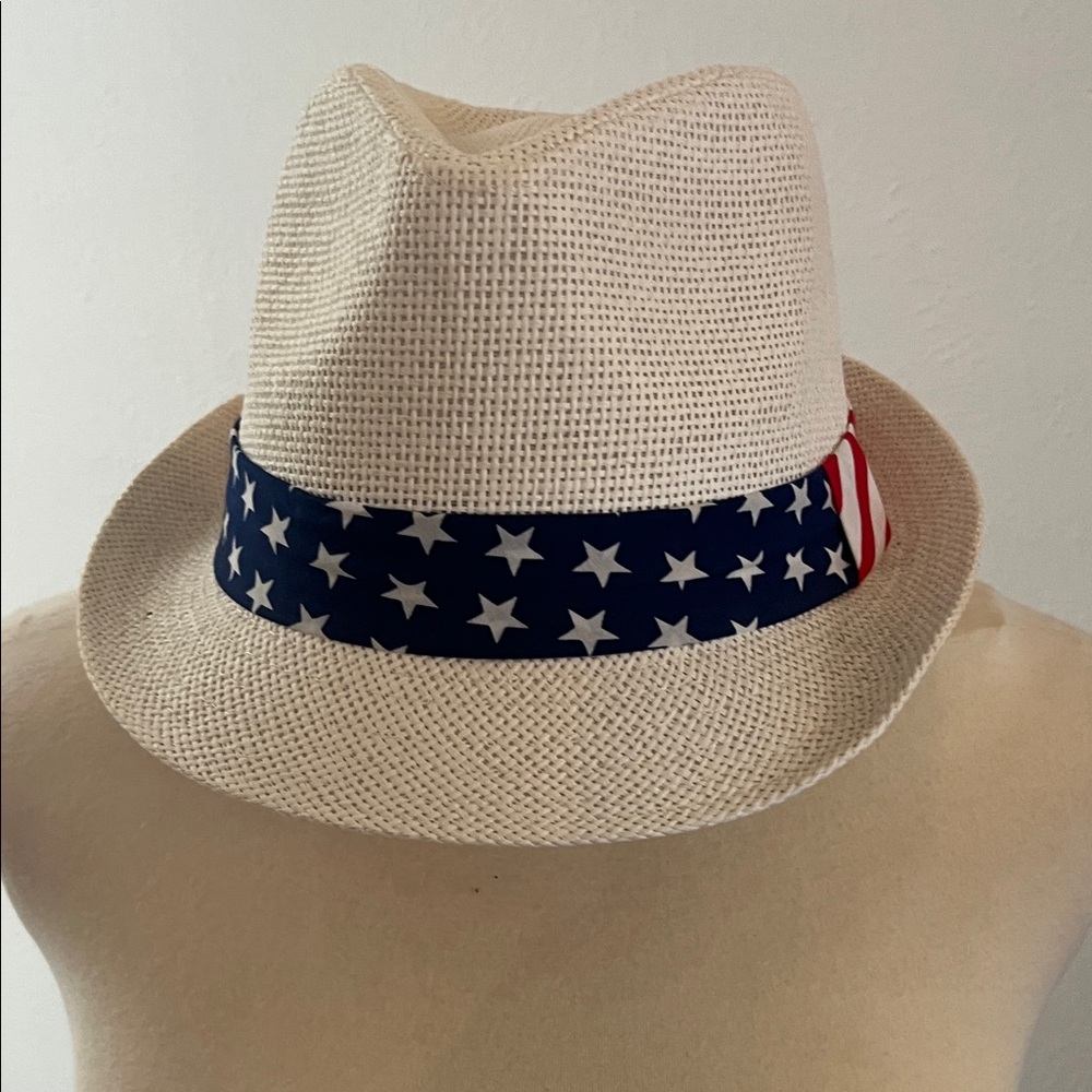 White Fedora with Star Patterned Band